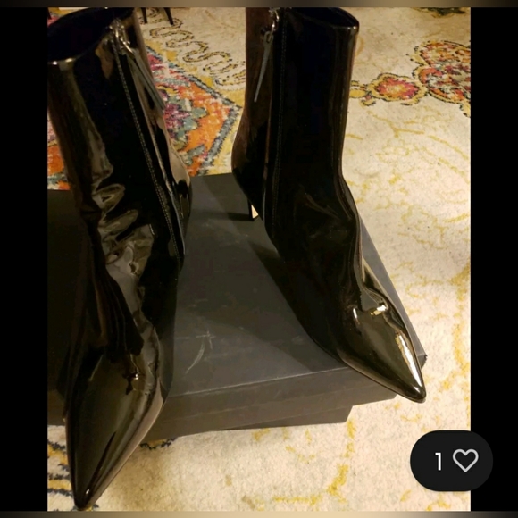 THEORY BLACK PATENT LEATHER BOOTIE NIB SIZE 10 MADE IN ITALY VERY RIGHT … - Picture 3 of 5